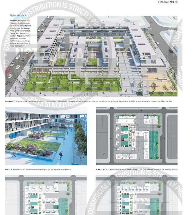 Página 13 del suplemento ARQ: ficha técnica y láminas del proyecto